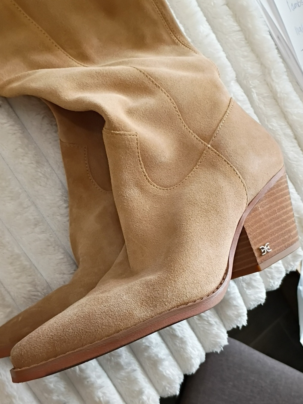 New Sam Edelman Woods Tan Suede Mid-Calf Western Boots - Size 8 - Picture 7 of 16